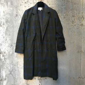 J.O.A. Long Green and blue trench coat
